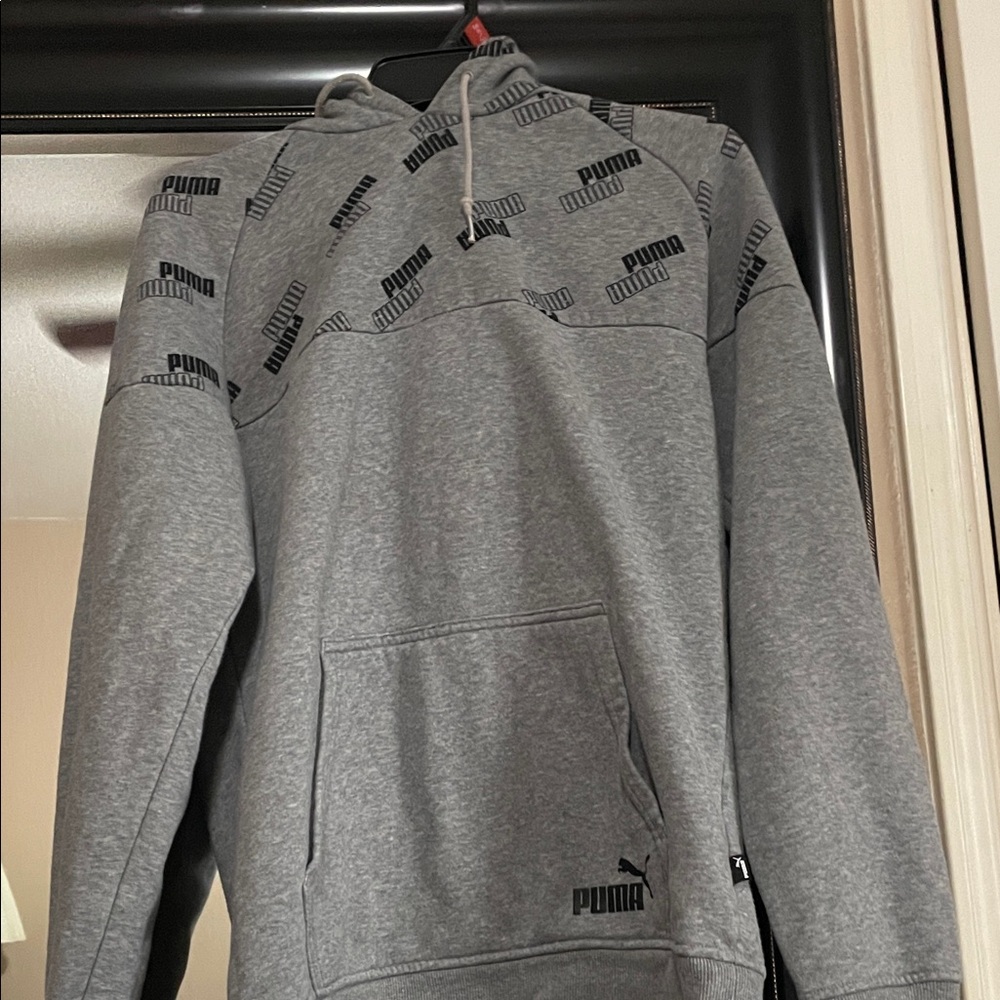 Puma Heather Gray Logo Hoodie